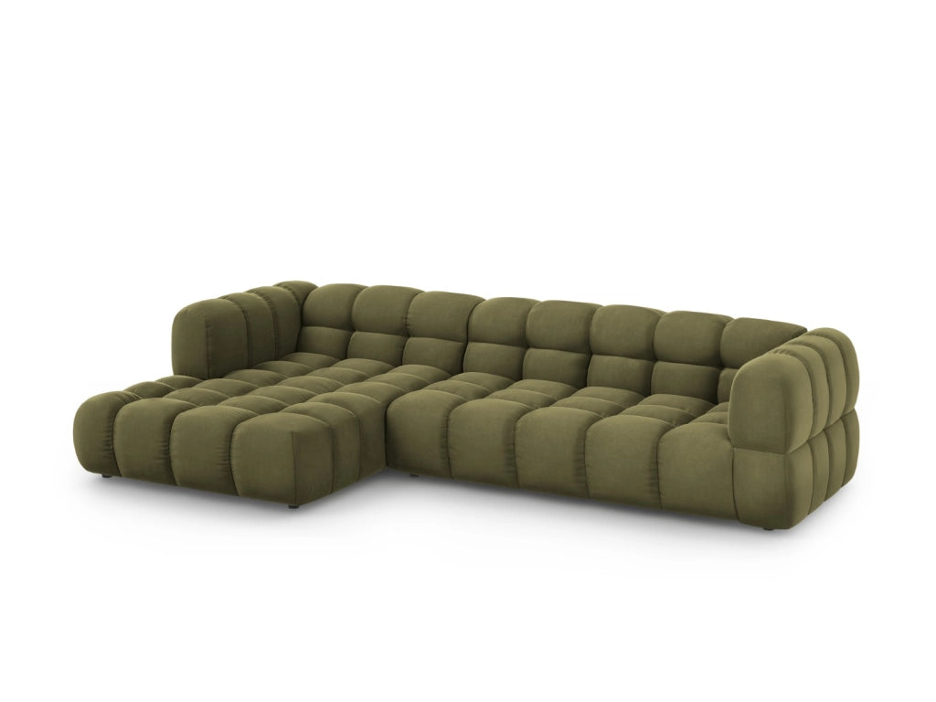Cosmopolitan Design - Divano angolare modulare sinistro "Sky" 4 posti in velluto verde chiaro 