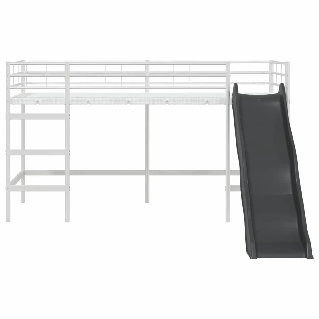 Letto loft per Bambini | Letto Infantile | Lettino con scivolo Bianco e Antracite