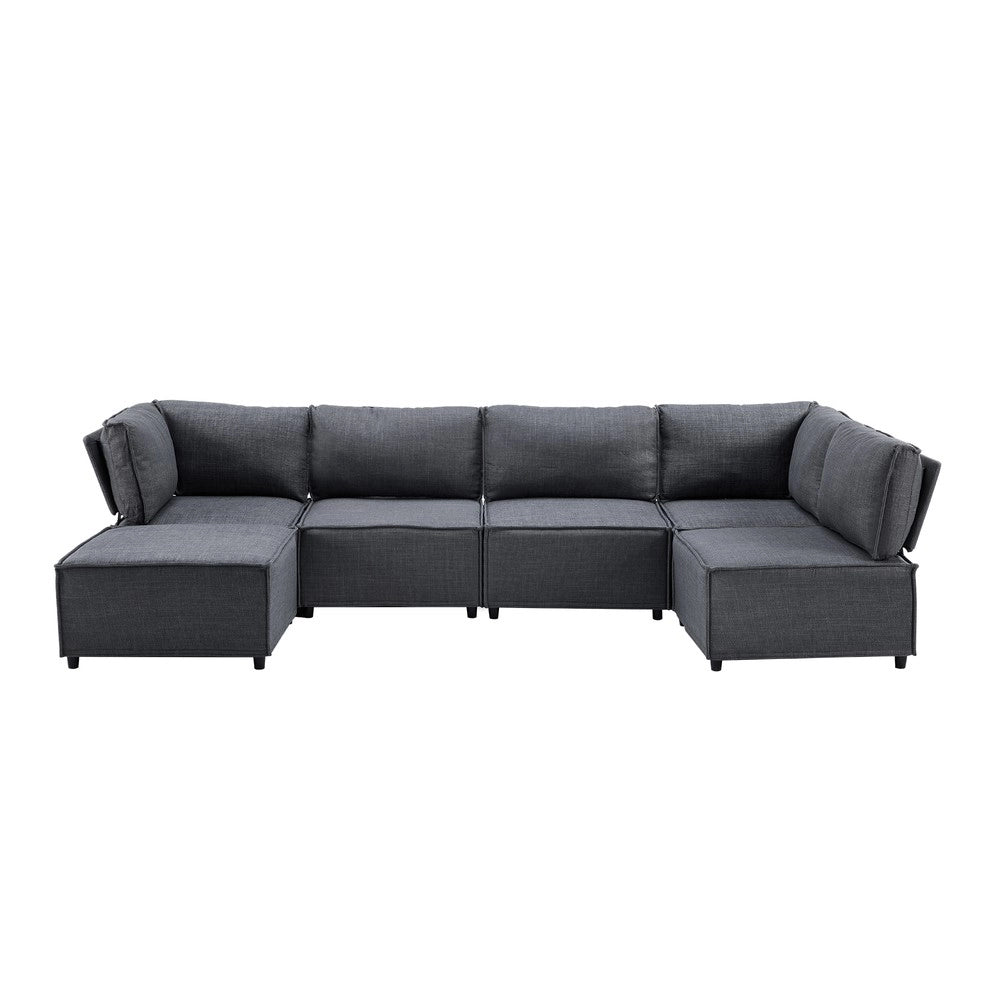 Divano Modulare in Tessuto ¨C Xylo ¨C Grigio Scuro, Legno