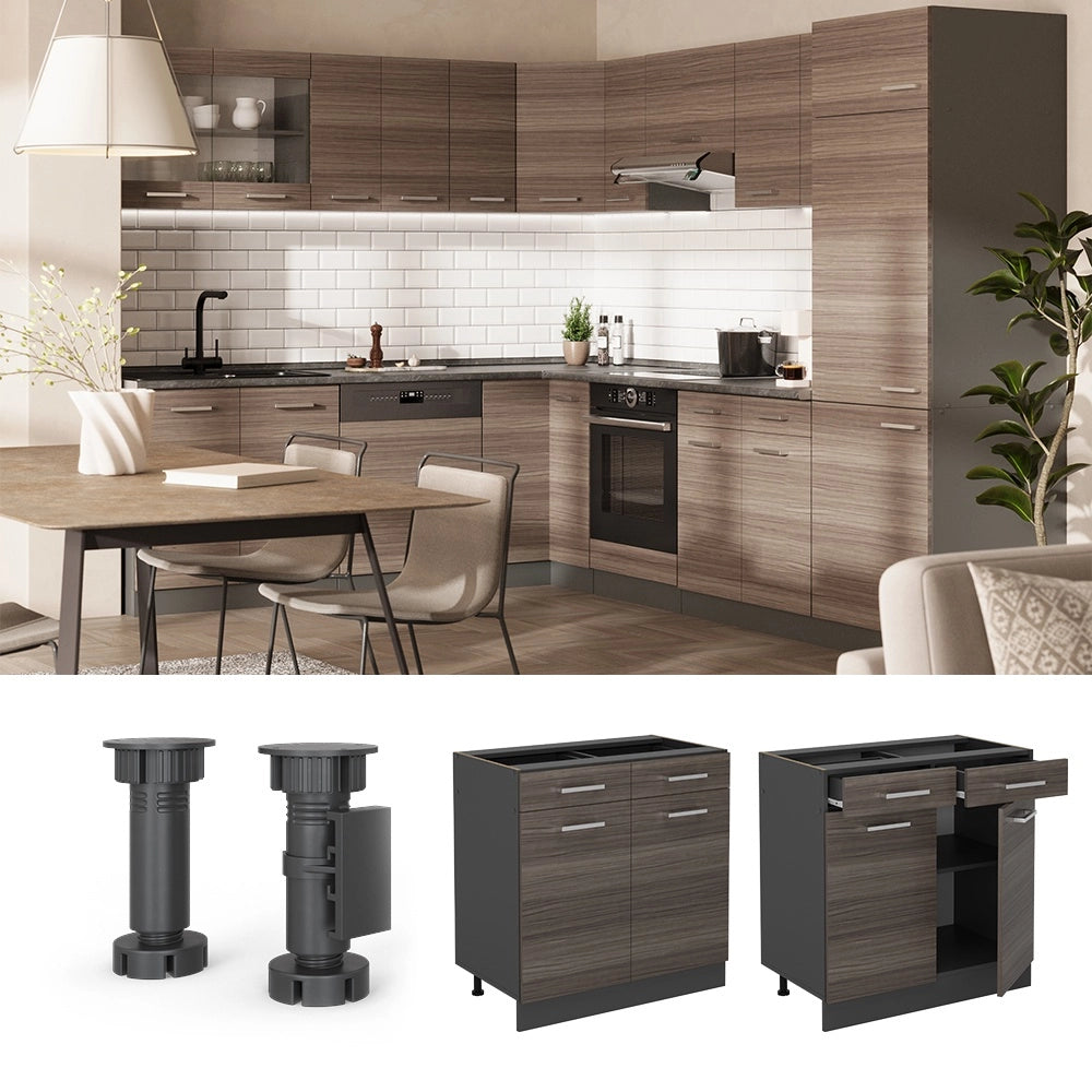 Mobiletto base per cucina R-Line Grigio nobile/Antracite 80 cm PL Marmo Vicco