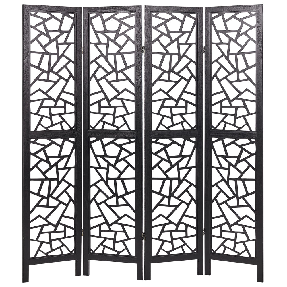 Divisorio per ambienti in legno di Paulownia nero MDF 4 pannelli pieghevoli schermo decorativo divisorio soggiorno camera da letto design tradizionale moderno