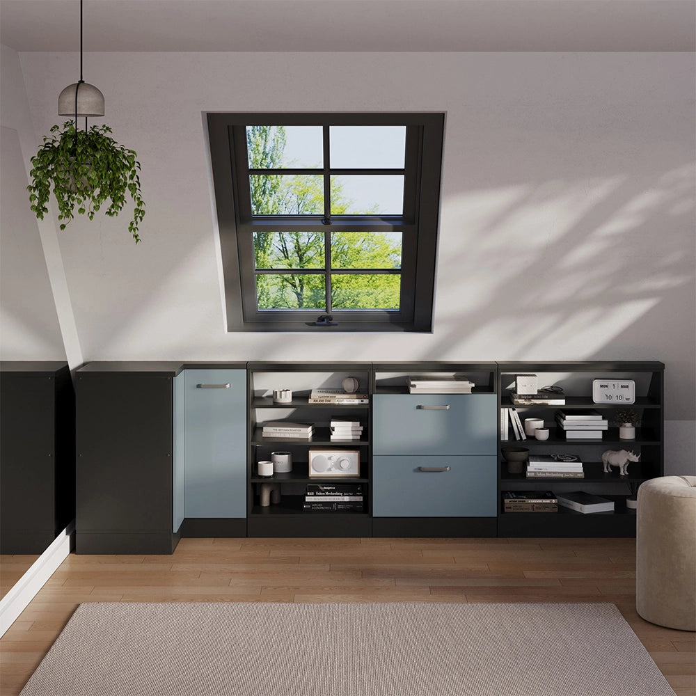 Mobile sottotetto Mobile angolare Rion Grigio-blu/Antracite 75.6 x 83.8 cm con 1 porta Vicco