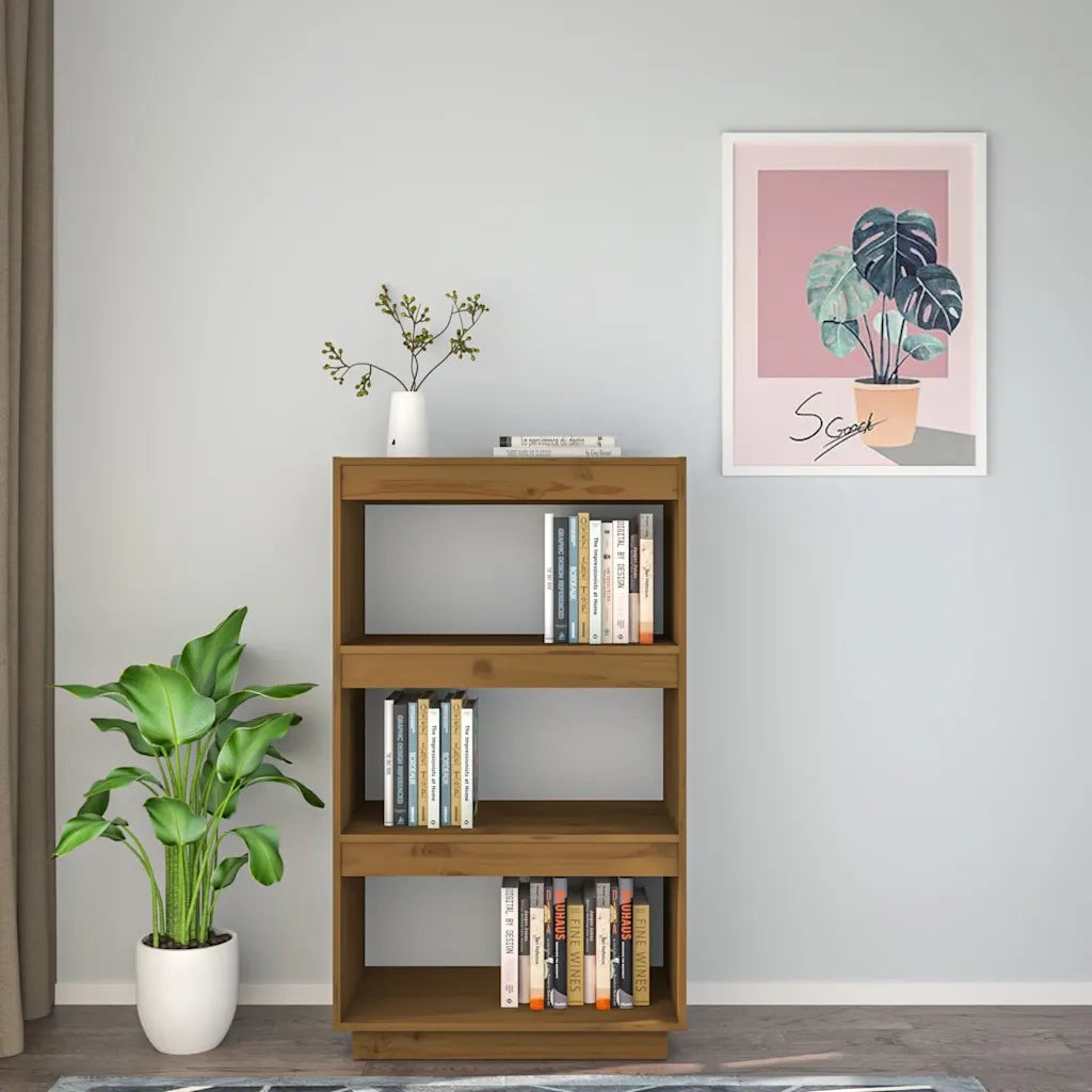 Libreria Divisorio-Scaffale per Libri-Mobile di Stoccaggio Ambra 60x35x103 cm in Massello di Pino