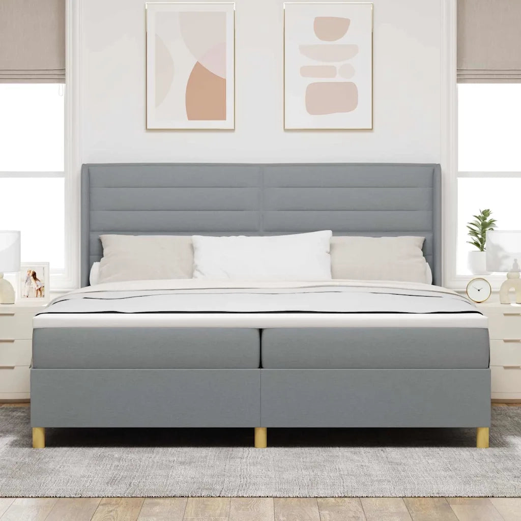Letto a molle con materasso Grigio chiaro 200 x 200 cm Tessuto 3341791