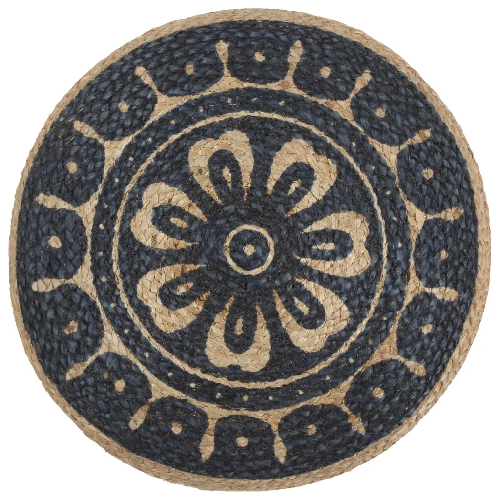 Pouf Lavorato a Mano Blu 45x30 cm in Juta cod mxl 78678