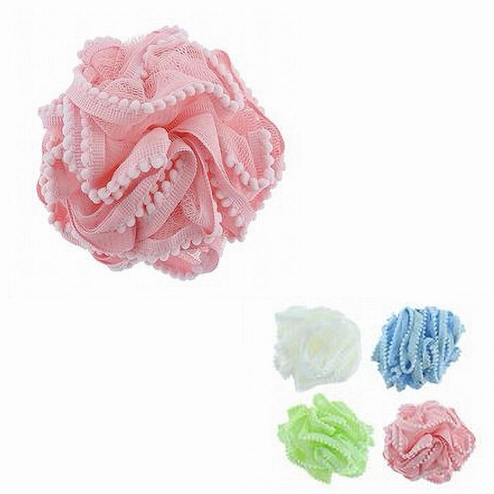 Trade Shop - Spugna Retina Doccia Bagno Spugnetta A Rete Con Pompon Pizzo Pelle Corpo 10684 -