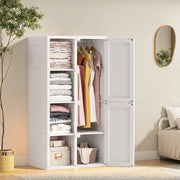 Cassa Armadio Bianca - 6 Porte - 5 Comparti - Corda per Vestiti - Camera da Letto