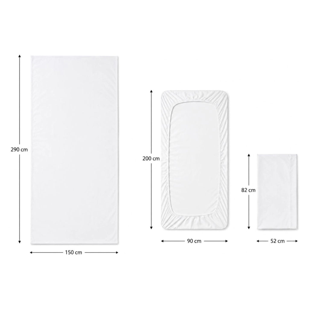 Rotihamo, set Completo Letto Singolo in Cotone, Bianco Avorio