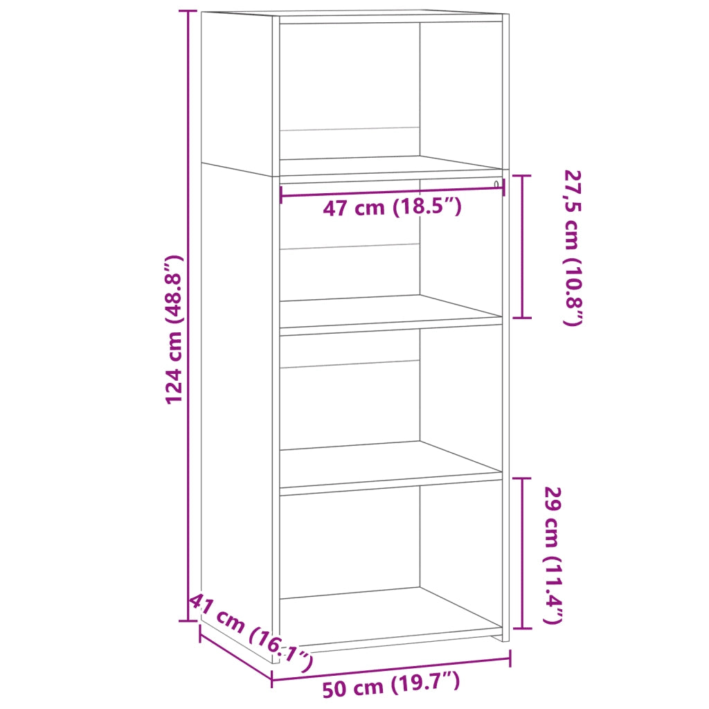 vidaXL Credenza Grigio Cemento 50x41x124 cm in Legno Multistrato