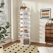 Scarpiera girevole a 7 ripiani da terra 60x60x184 cm in PVC bianco