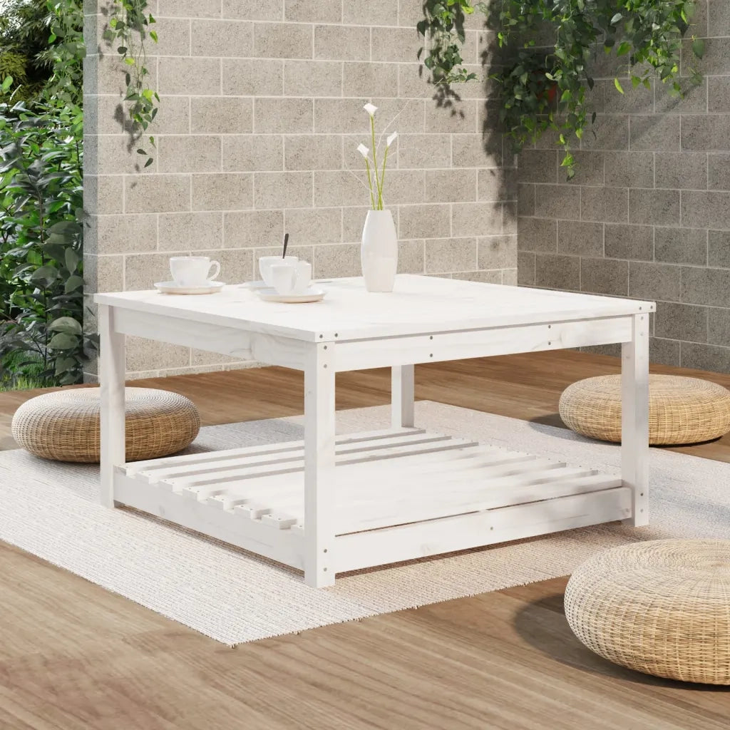 Tavolo da Giardino Bianco 82,5x82,5x45cm Legno Massello di Pino 824142
