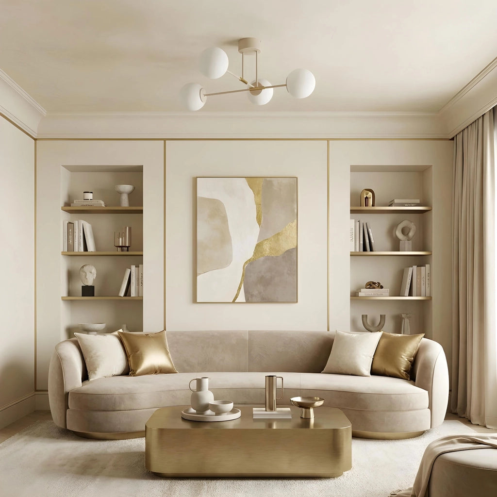 Lampadario Glame 4xE27 sfere bianche beige oro Luminex