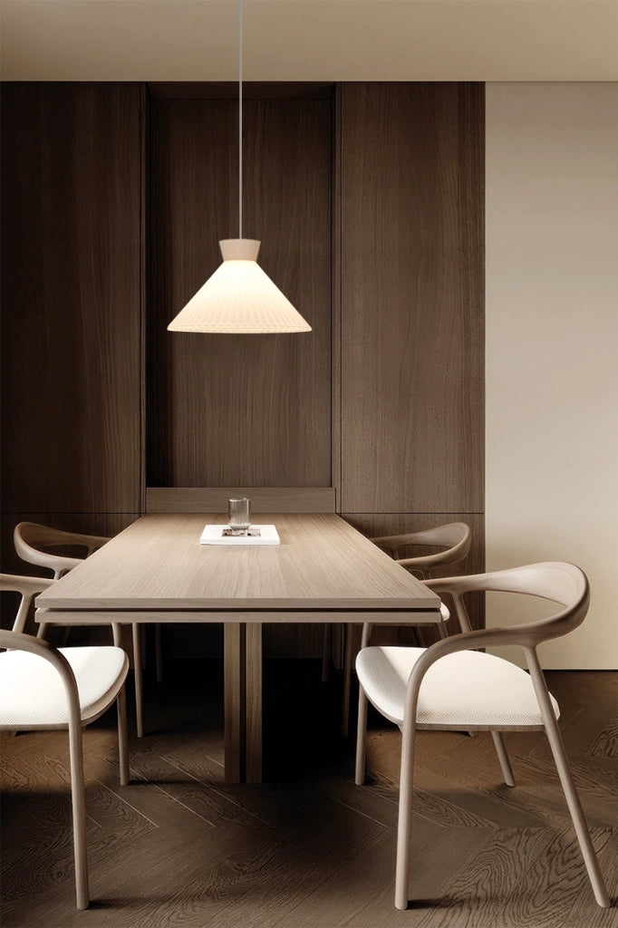 Lampada a Sospensione BEA Rossini Group 28cm - Vetro Bianco Satinato Plissettato, Attacco E27, Struttura Bianca IP20, Classe I - Illuminazione