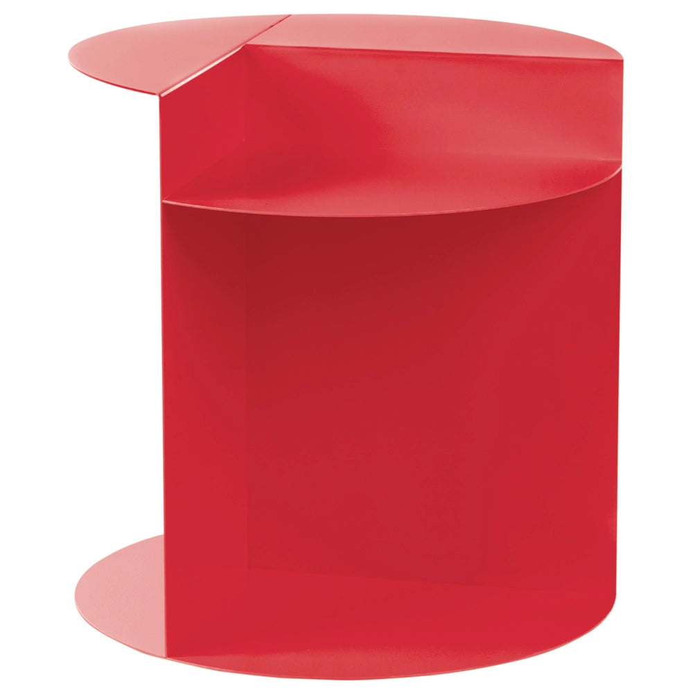 Tavolino basso rotondo in metallo rosso soggiorno elegante