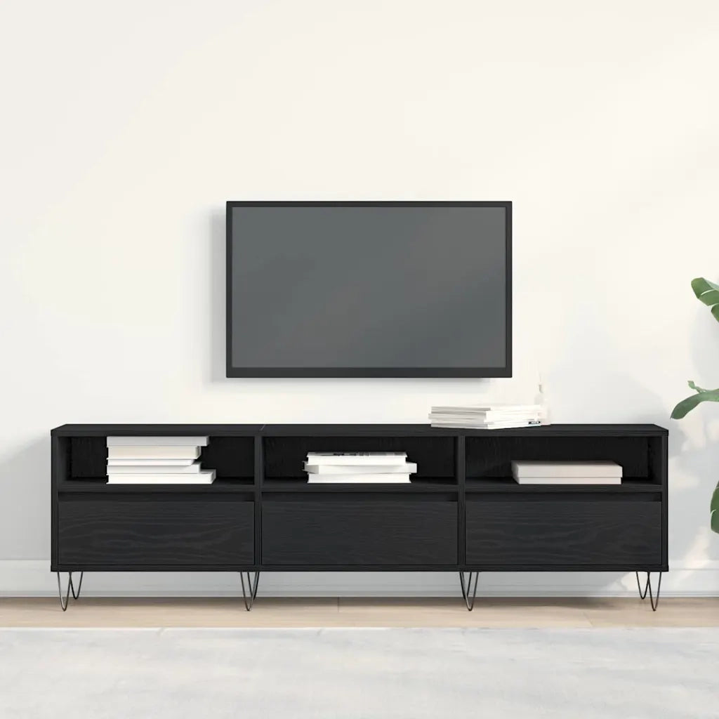 Mobile TV Rovere Nero 150 x 30 x 44,5 cm Legno multistrato 862877