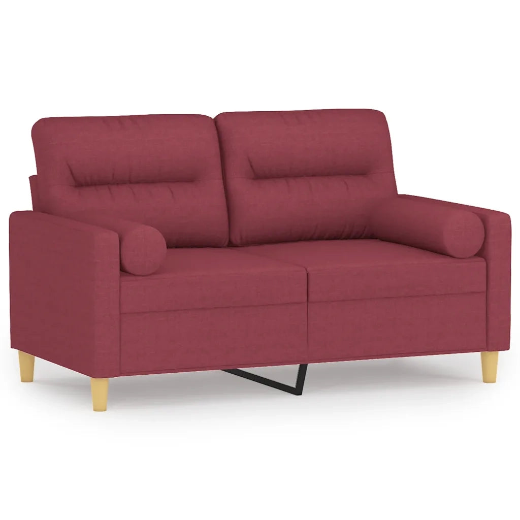 Divano a 2 Posti con Cuscini-Sofa 2 Posti con Cuscini Rosso Vino 120 cm in Tessuto 420240