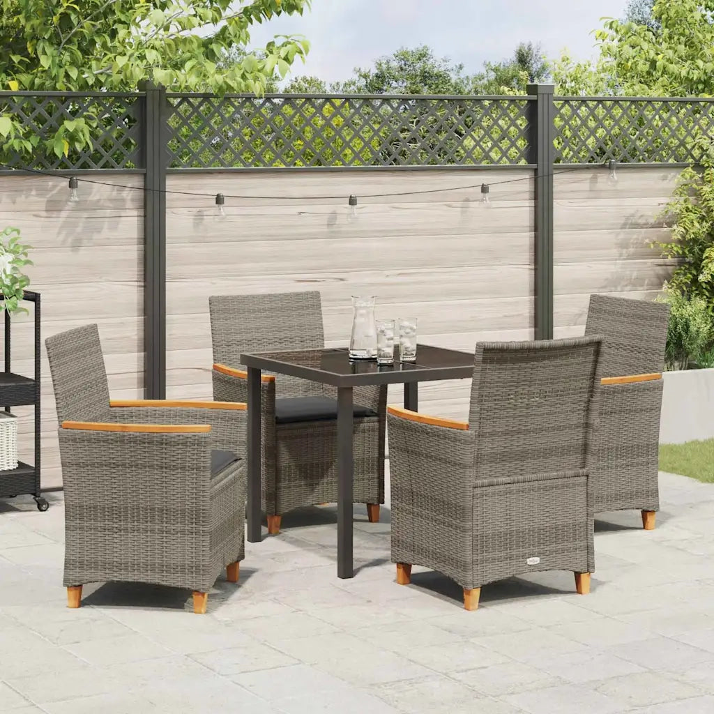 Set da Pranzo per Giardino 5 pcs Grigio polyrattan 3381094
