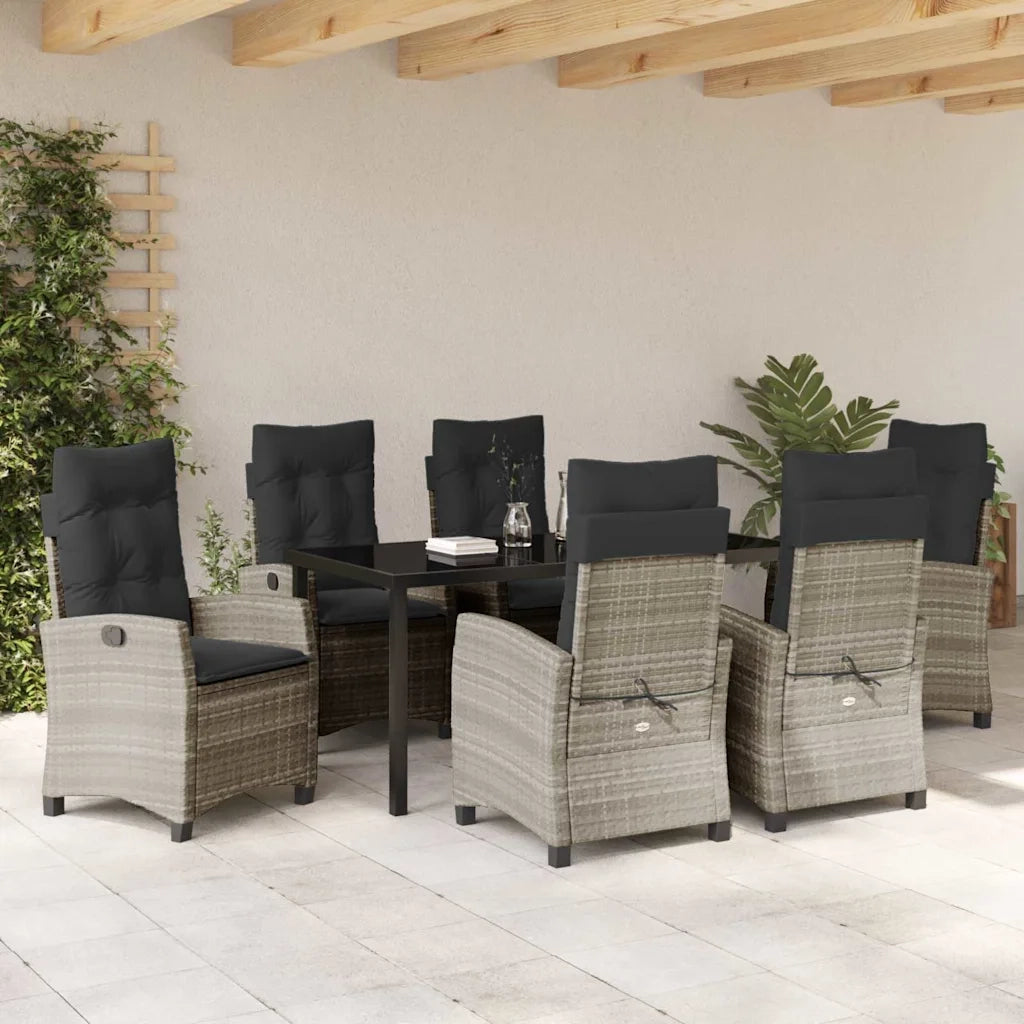 Set da Pranzo per Giardino 7 pcs Grigio chiaro polyrattan 3380411