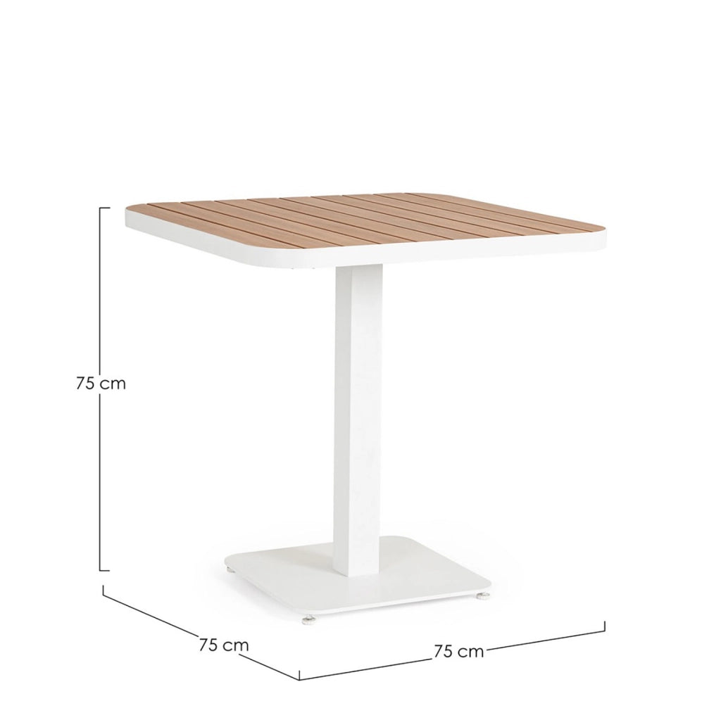 Tavolo da Esterno 75x75x75h cm in Alluminio e Acciaio E-Coating Zelmar Bianco