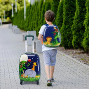 Set di Bagagli per Bambini 2 Pezzi, Bagaglio Rigido con 12" Zaino e 18" Valigetta con Ruote