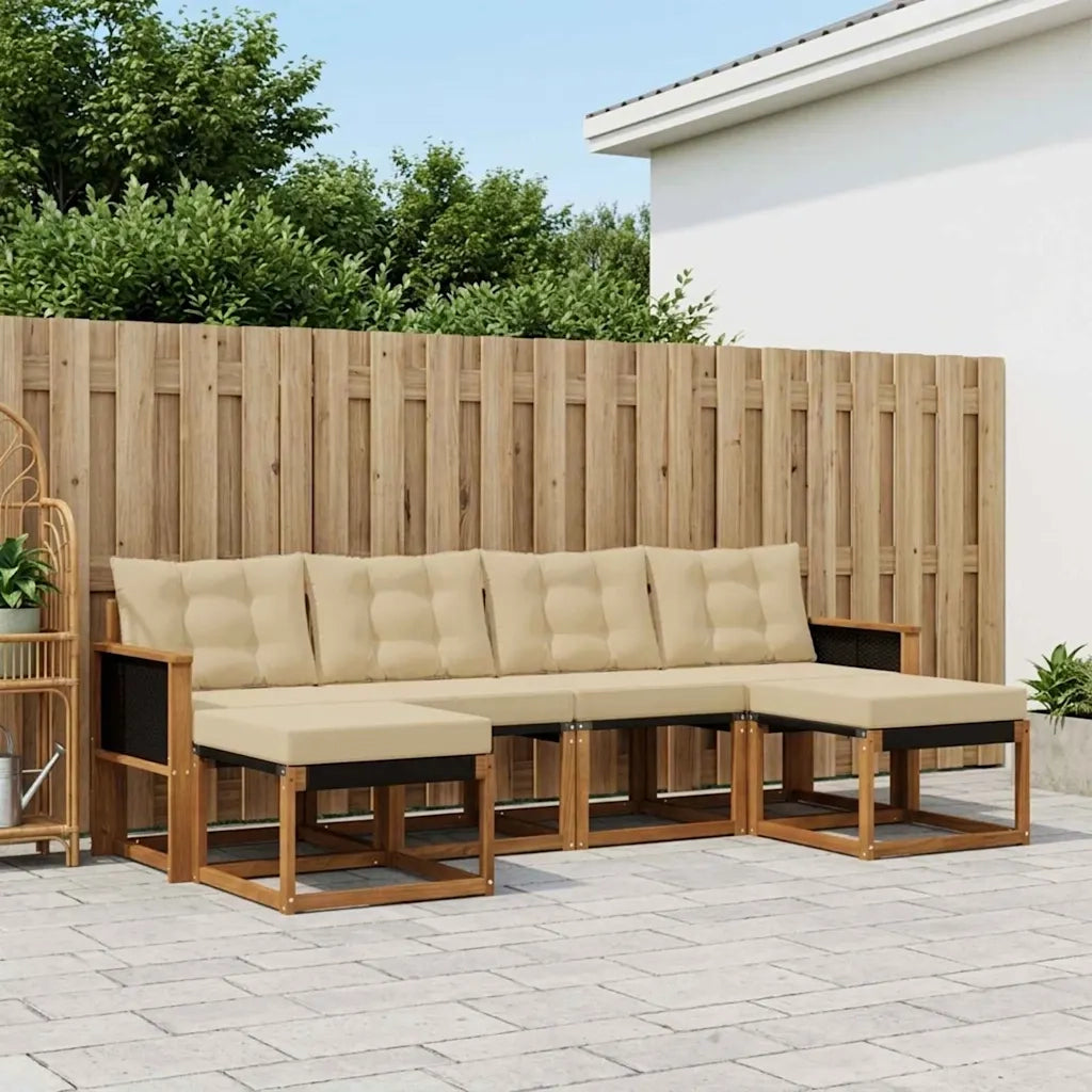 Set di divani da esterno con cuscino 6 pcs Naturale e Beige 3382121