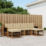 Set di divani da esterno con cuscino 6 pcs Naturale e Beige 3382121