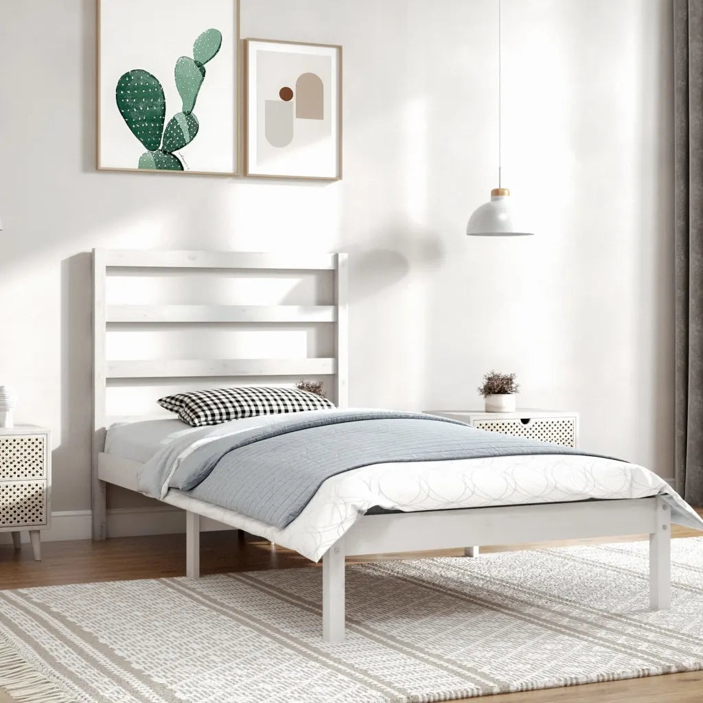 Giroletto senza Materasso-Struttura Letto Bianco 90x200 cm Legno Massello Pino 135322
