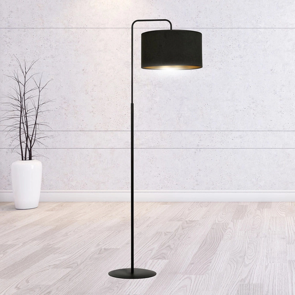 Lampada terra Emibig Hilde nera/oro E27 1 luce h150cm