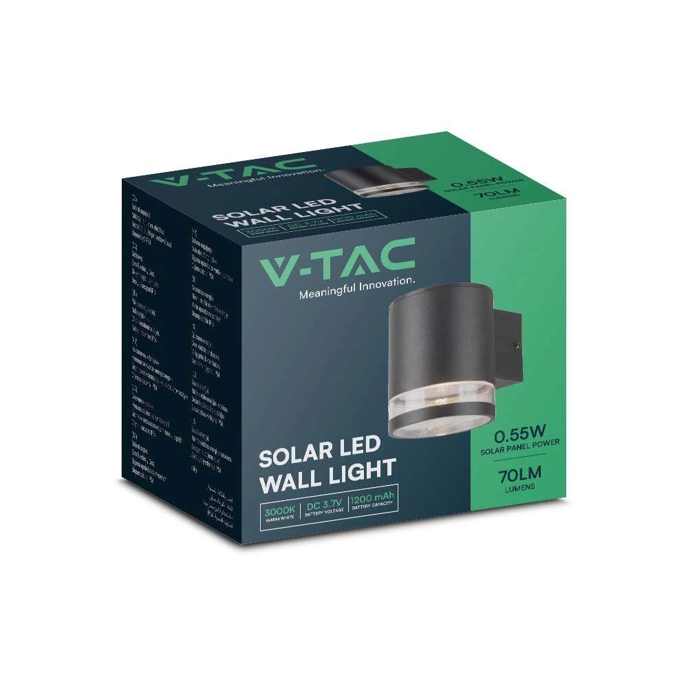 Applique solare esterna nera LED 1W 3000K IP54 V-TAC VT-1139