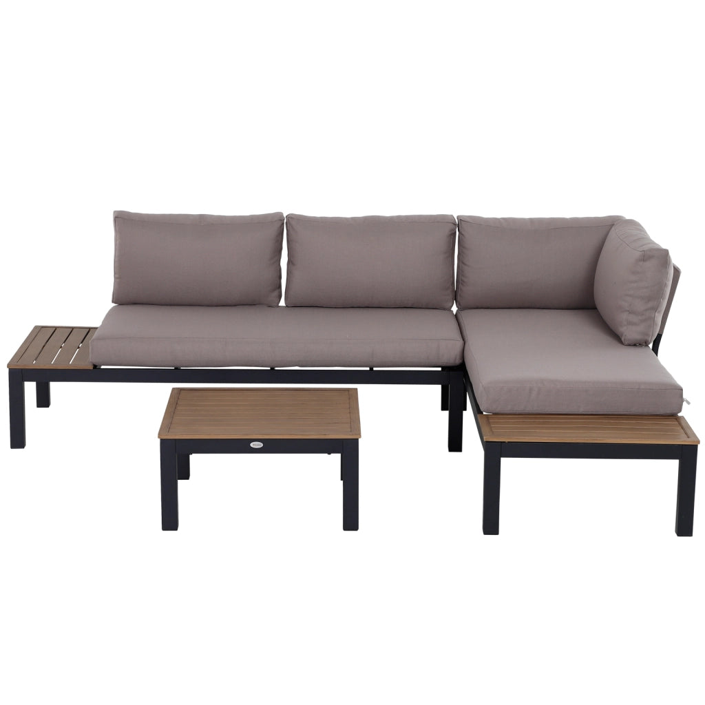 Set divano esterno 3 posti con tavolino ¨C zephmum ¨C grigio, alluminio, 164x74x69 cm