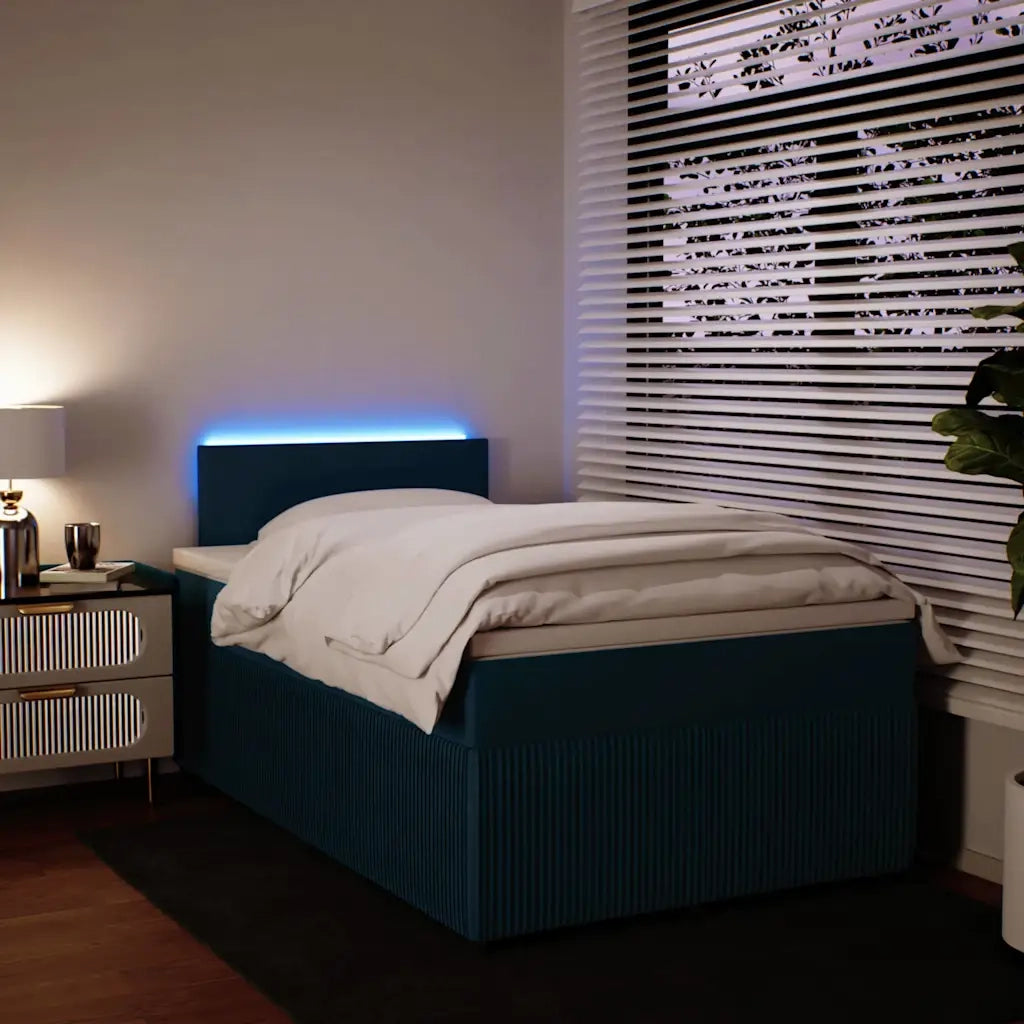 Giroletto a Molle con Materasso Blu 120x190 cm in Velluto