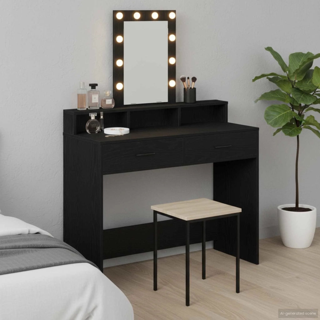 Toeletta | Tavolo da Trucco Nero 100 x 41 x 140 cm Legno multistrato