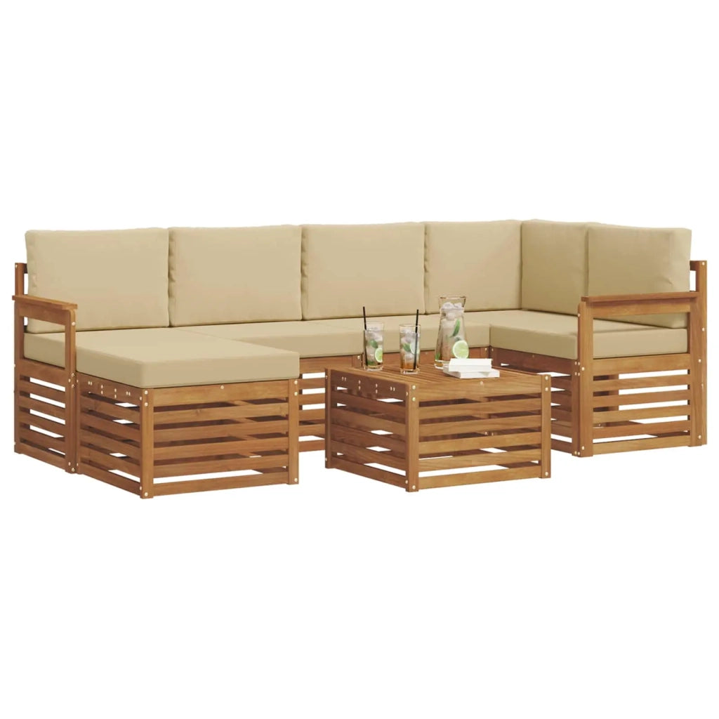 Set divano sezionale con cuscino 7 pcs Naturale e Beige 3375118