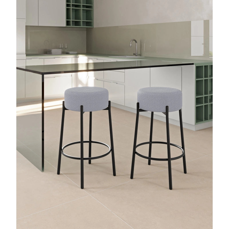 Sgabello rivestito in tessuto Gambe metallo verniciato Syd 41cm X 41cm H 67cm Stones