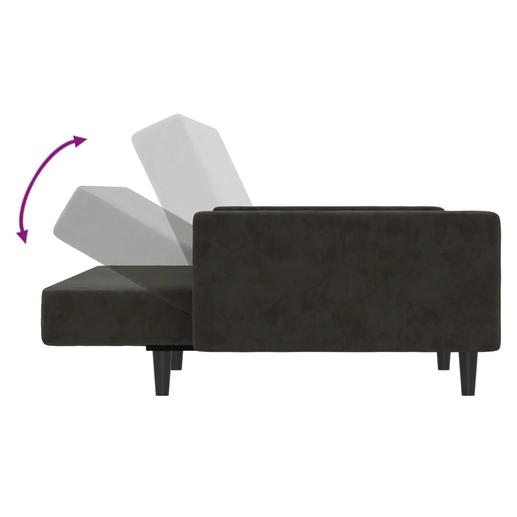 Divano letto | Sof¨¤ letto | Letto singolo a 2 Posti Grigio Scuro in Velluto