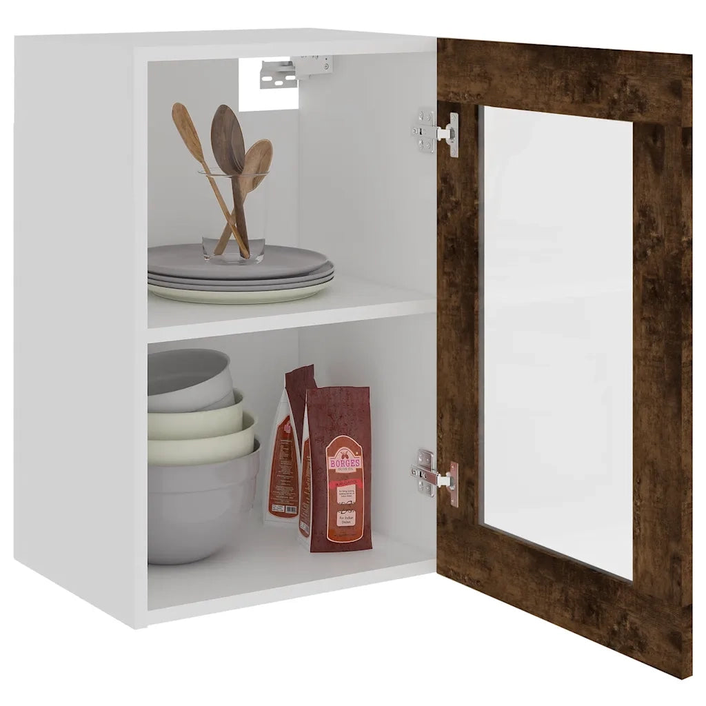Mobile Pensile “Lyon” Vetro Rovere Fumo 40x31x60 cm 826345