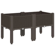Fioriera rialzata per piante fiori terrazzo giardino con gambe 80 x 40 x 42 cm PP marrone 02_0038170
