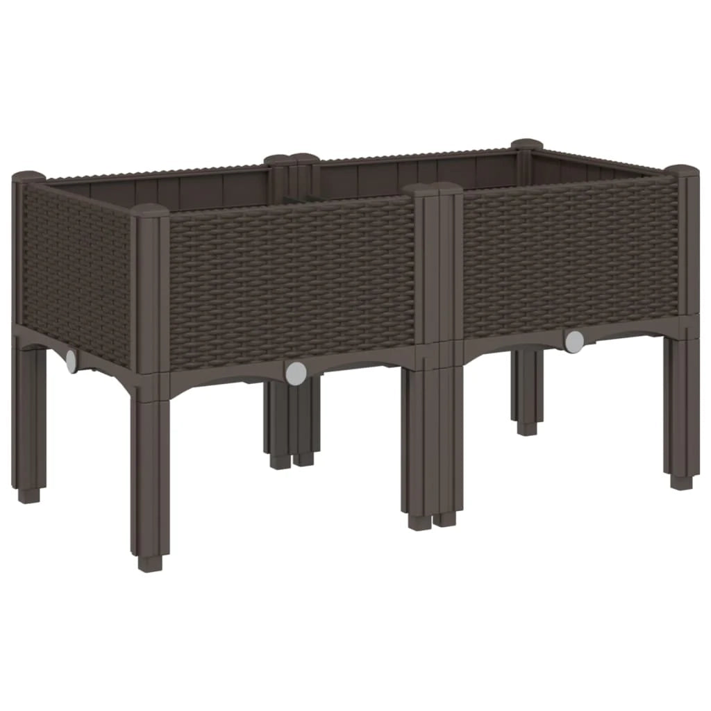 Fioriera rialzata per piante fiori terrazzo giardino con gambe 80 x 40 x 42 cm PP marrone 02_0038170