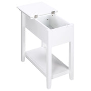 Comodino con Ripiano e Foro per Cavi ¨C zephmum ¨C Bianco 60,5x32,5x70 cm