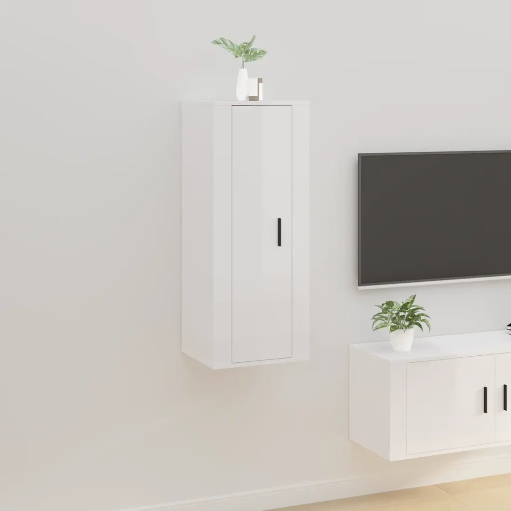 Mobile Porta TV a Parete Bianco Lucido 40x34,5x100 cm 816682