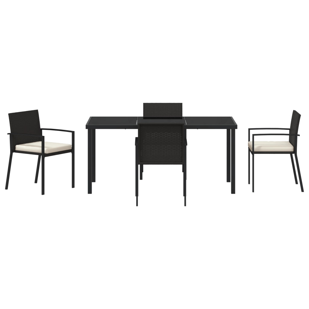 Set di 5 pezzi da giardino in Polyrattan nero