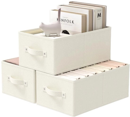 Set di contenitori di archiviazione da 3 - contenitori di archiviazione - contenitori di archiviazione a cubo - rivestimento - 33 x 23 x 14 cm - pieghevole - duraturo