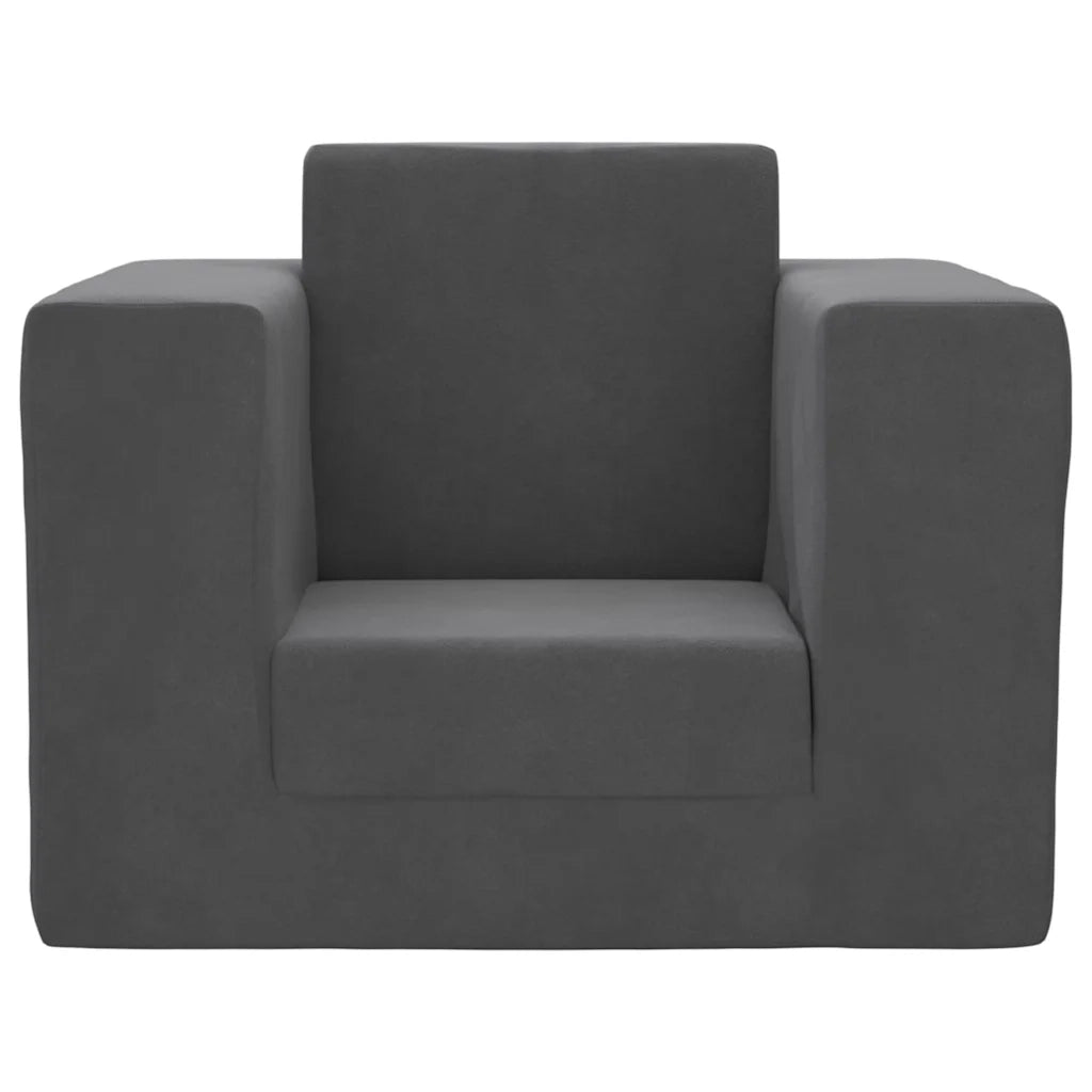 Divano letto | Sof¨¤ letto | Letto singolo per Bambini Antracite in Morbido Peluche