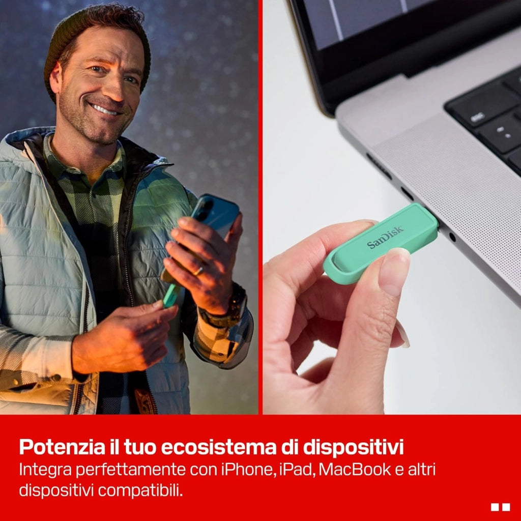 Unità per telefono con USB Type-C 1 TB (per smartphone, tablet e computer, velocità fino a 150 MB/s, backup automatic, recupero dati) - Seafoam Green