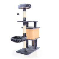 Fudajo Albero tiragraffi per gatti grigio scuro 112cm con casetta e lettino