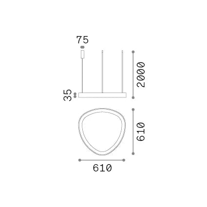 Lampada A Sospensione Gemini 1 Luce Led Integrato Ottone 47W 4000K Ip20