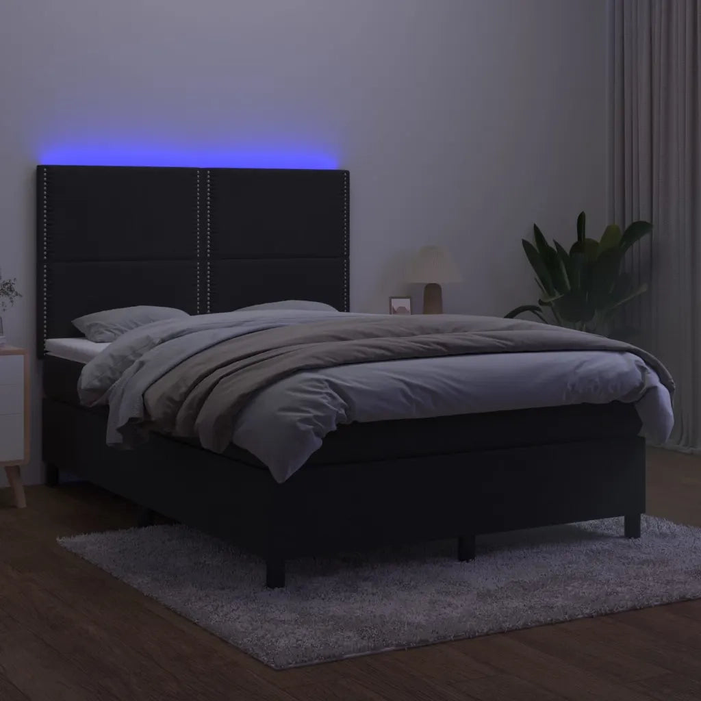 Letto a Molle con Materasso e LED Nero 140x190 cm in Velluto 3136061