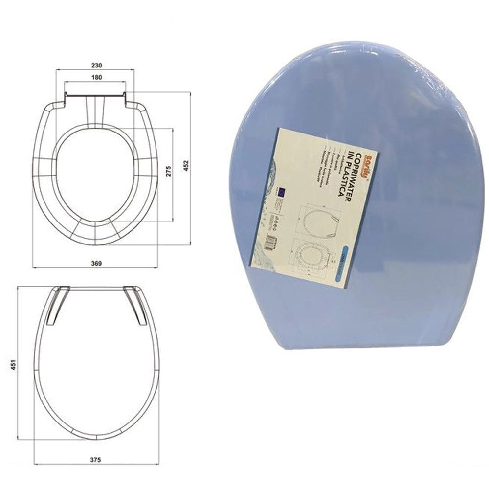 Trade Shop - Copriwater Sedile Coprivaso Wc Water Bagno In Plastica Magnolia Blu 87634 -