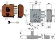 SERRATURA QUINTUPLICE DA APPLICARE CON SCROCCO DOPPIA MAPPA 20550  mm.60 DX (20550VDDMJ)    MOTTURA