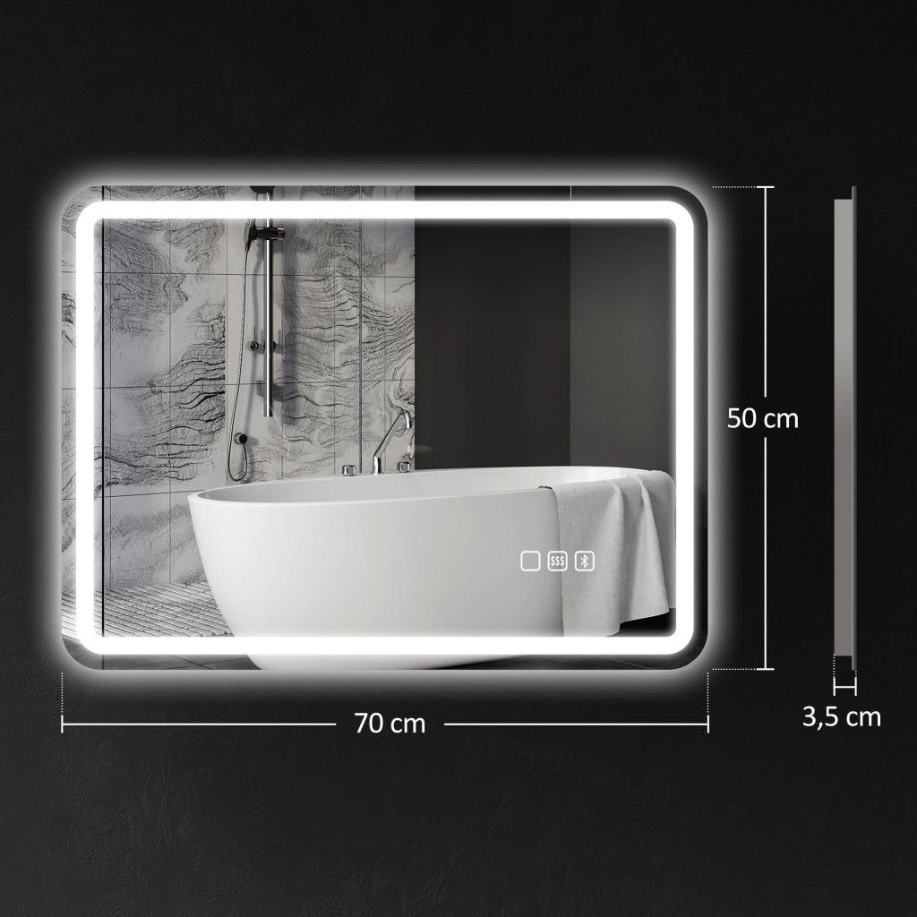 Specchio Bagno con LED ¨C zephmum ¨C Argento 60x30x